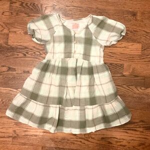Kids green plaid dress